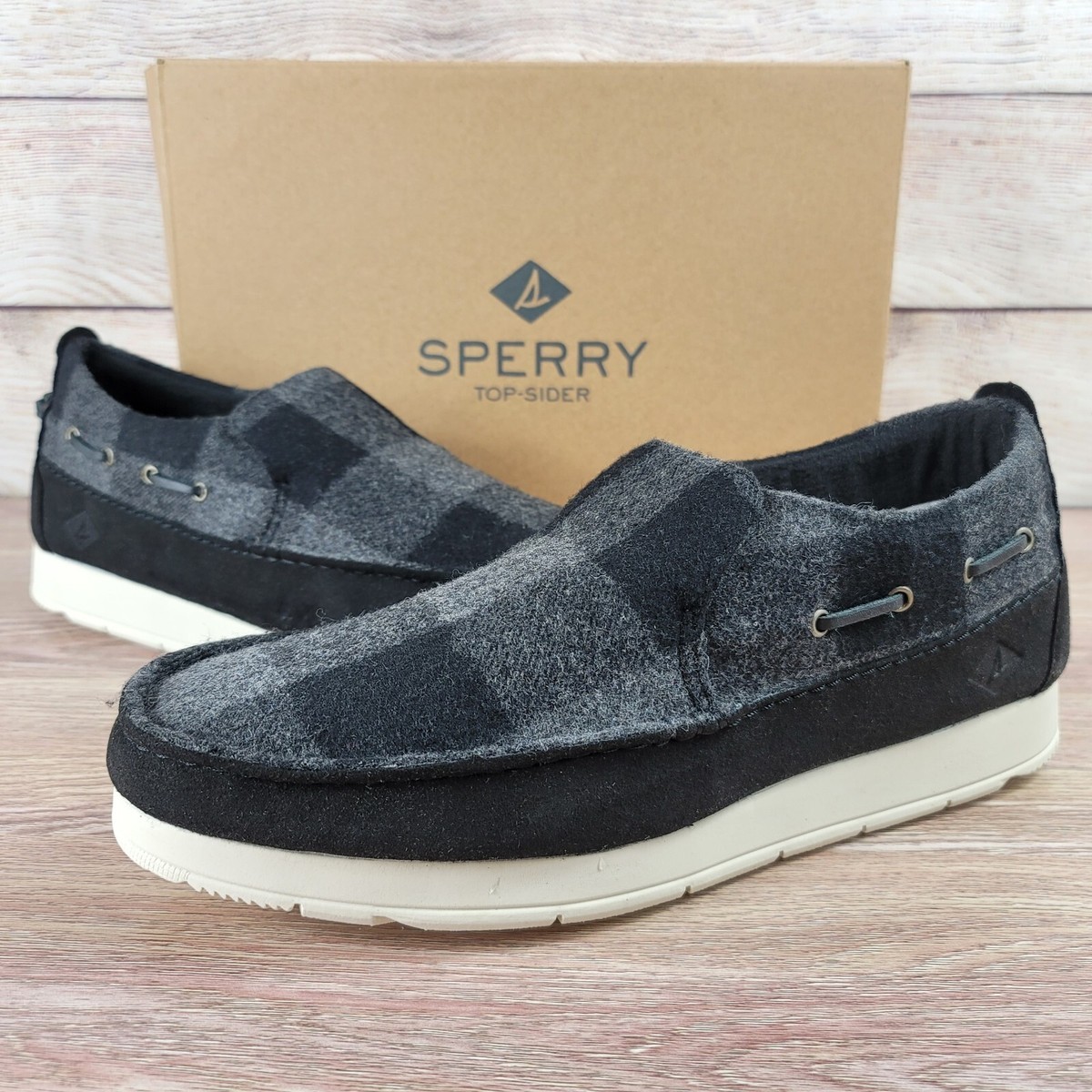 NEW Sperry Wool Buffalo Plaid Loafers Men's Size 11 Slip On Comfort Moc  Shoes