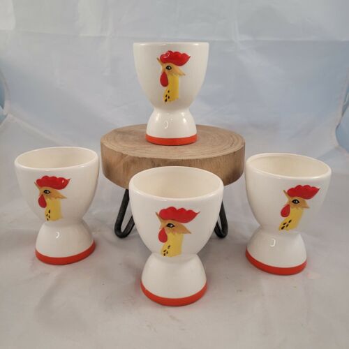 Vintage Holt Howard Set of 4 Rooster Chicken Egg Cup Dishes - Photo 1 sur 10