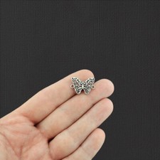 BULK 60 Butterfly Connector Antique Silver Tone Charms - SC1089