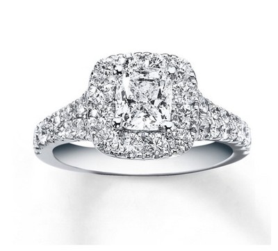 Neil Lane  Imposter  Diamond Simulant Ring 2-1/6 crew Cushion-cut Rhodium Plated