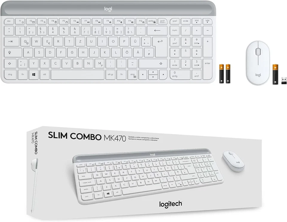 Logitech MK470 Slim Wireless Keyboard & Mouse Combo, QWERTZ German Layout - Whit - Image 2 of 4