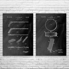 Hockey Patent Wall Art Set of 2 Poster, Canvas or Framed Hockey Art Sports Gifts