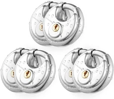 "6 Candados Redondos de Disco Acero Inoxidable Candado Resistente a la Corrosion
