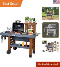 Outdoor Garden Kitchen Playset 43-Piece Grill Water Pump Fun for Kids