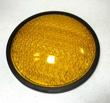 Vintage Yellow Kopp Glass Traffic Signal Econolite Glass Lens Cover 8 3/8"  #77