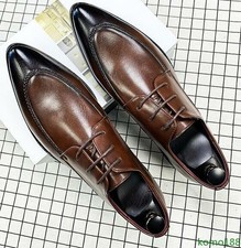 Mens Leather Pointed Toe Lace up Shoes Formal Business Shoes Wedding Office Wear