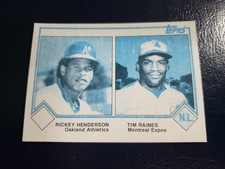 Rickey Henderson Tim Raines #704 1983 TOPPS BLUE BLACK & WHITE TEST PROOF