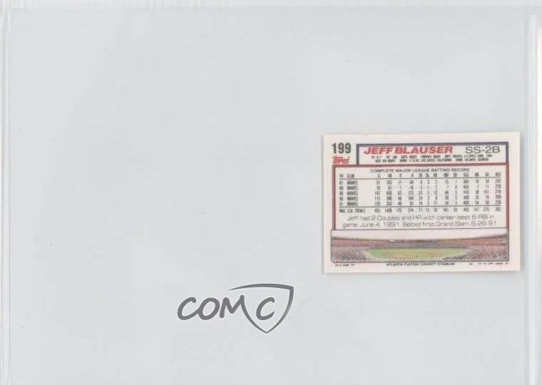1992 Topps Micro Box Set Jeff Blauser #199 - Image 2 of 2
