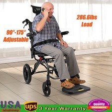 All Terrain Reclining Foldable Wheelchair For Adult 90-175 w/Removable Headrest