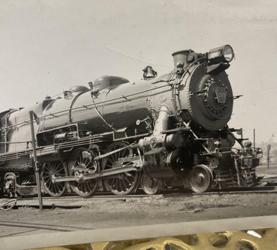 Vintage Steam Locomotive Railroad Train Yard Photo 2.75x4.5 B&W Gelatin Original