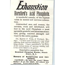 Exhaustion - Horsford's Acid Phosphate Rumford Chemical Works c1890 Ad AE8-CH7