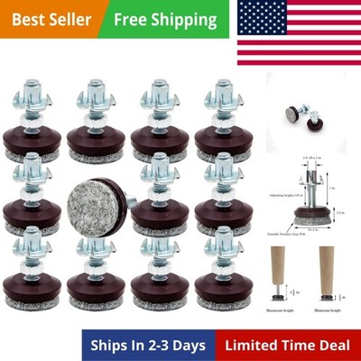 12 Pack Adjustable Furniture Leveling Feet, 1/4-20 Threaded Stem, Integrated ...