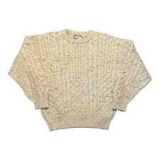 Gaeltarra Irish Wool Cable Knit Fisherman Sweater Pullover Ivory size XS