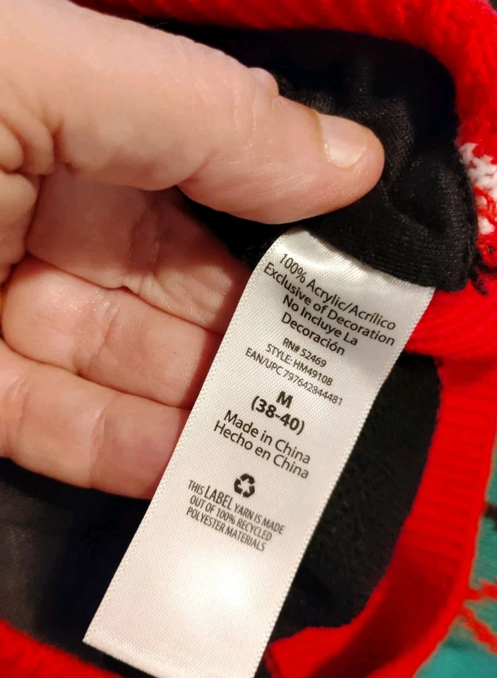 Mens M Straight Outa North Pole Santa Light Up Christmas Holiday Sweater Bells - Image 4 of 4