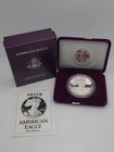 1990-S American Silver Eagle 1 Troy Oz Fine Silver Dollar in Box with COA NICE!