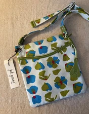 NEW WITH TAGS JACK GOMME Floral Canvas Crossbody Made in France 7.5 x 8