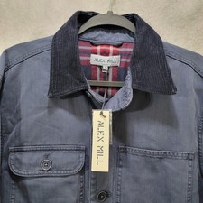 NWT 250 ALEX MILL Men's Storm Blue Cotton Herringbone Work Jacket Lined Size M
