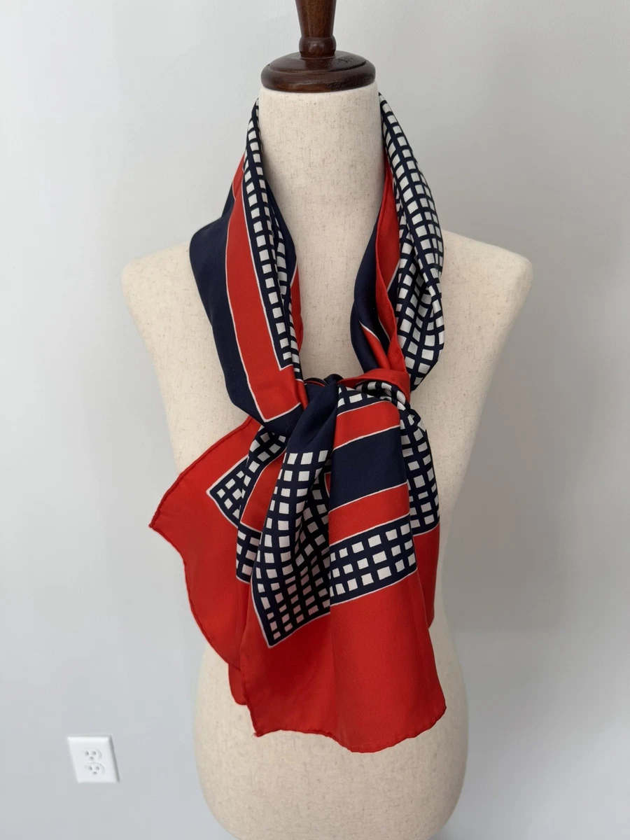 Foulard En Soie 100% Vintage Italie - Motif Batik Fleuri Multicolore - Écharpe Légère
