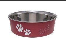 Loving Pets Bella Metallic Dog Bowl Medium Merlot Dishwasher Safe
