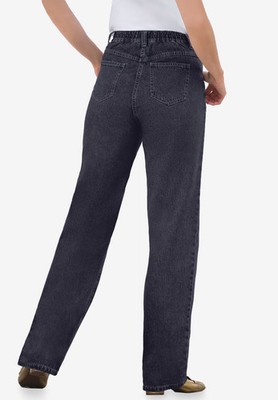 Woman Within Plus Size Tall Perfect Back-Elastic Gap-Free Straight-Leg Cotton