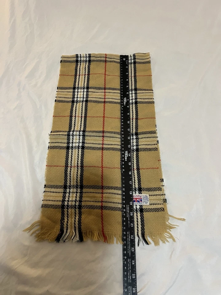 Vintage English Village Cashmere Feel Plaid Acrylic Scarf 148 - Image 4 of 4