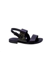 Italian Leather Sandal Wide Band Men Black 4257