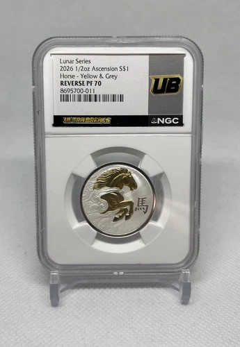 2026 Lunar Horse 1/2oz Silver NGC Reverse PF70 Gold Ultra Breaks Label