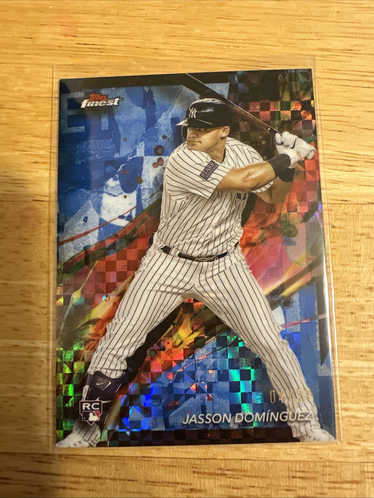 2024 Topps Finest - Common Jasson Dominguez #83 Blue Checkerboard Refractor /99