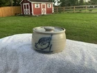 Rowe Pottery Works Blue Stoneware Chicken Lidded Crock Jar Salt Glaze 1982 MINT