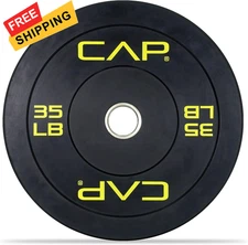 CAP Barbell Rubber Olympic Bumper Plate | Multiple 35lbs - Single, Black 