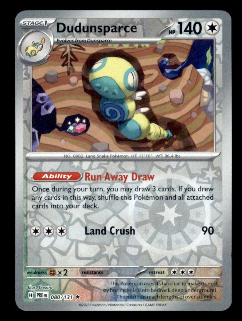 Dudunsparce Reverse Holo Rare SV: Prismatic Evolutions 080/131 NM