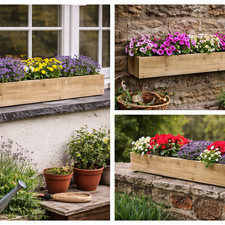 Rough Sawn Wooden Window Boxes 15cm wide x 15cm high - Various Lengths