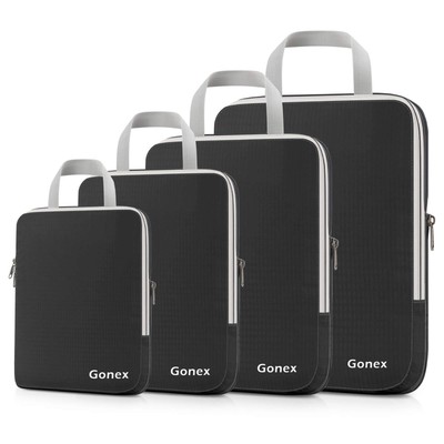 Gonex Compression Packing Cubes, 4Pcs Expandable Storage Travel Luggag