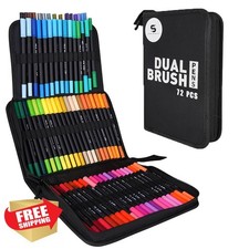 72 Color Acrylic Paint Markers, Dual Tip Brush and Fine Pen for Stone, Wood, ...