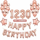 Rose Gold Happy Birthday Bunting Banners 32" Foil 13/16/18th Age Number Balloons