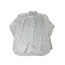 David Donahue Mens White Ribbed Cotton Dress Shirt French Cuff 16 34/35