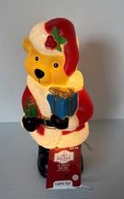 Holiday Time Bear Santa Suit Blow Mold 11" Tabletop Light Up Indoor 