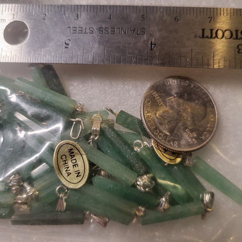 50 Pcs Green Aventurine Mini Point Pendents. Wholesale Lot. Metaphysical Jewelry