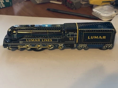 MARX Lumar Lines Tin Toy Friction Works Train Engine 8” Nice Shape