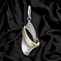 AnhäNger 925 Silber Bicolor Vergoldet Eismatt 12 Zirkonia SilberanhäNger