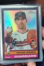 2025 Topps Heritage - High Number SP Shane Bieber #477 Chrome Black Border /76