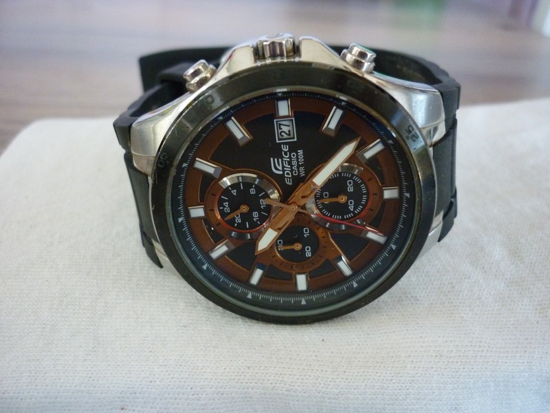 CASIO EDIFACE QUARTZ WATCH MENS CHRONO BLACK BAND NEW BATTERY