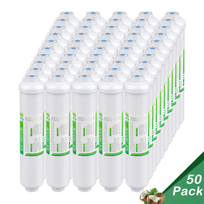 50Pack 10''x2'' T33 Inline Post Carbon Replacement Water Filter 1/4'' Quick Connect