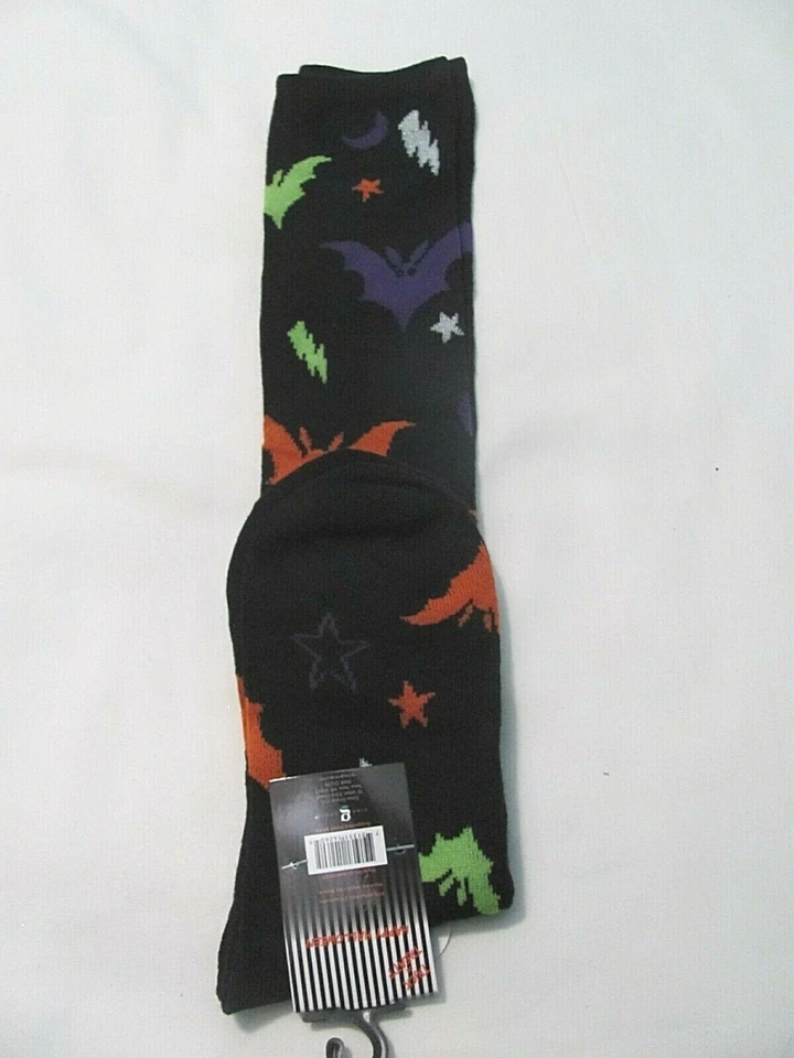 NUEVO CON ETIQUETAS TALLA 9-11 (TALLA CALCETÍN) CALCETINES HASTA LA RODILLA PARA MUJER ~~ MURCIÉLAGOS, LUNAS, ESTRELLAS Foto 2 de 3