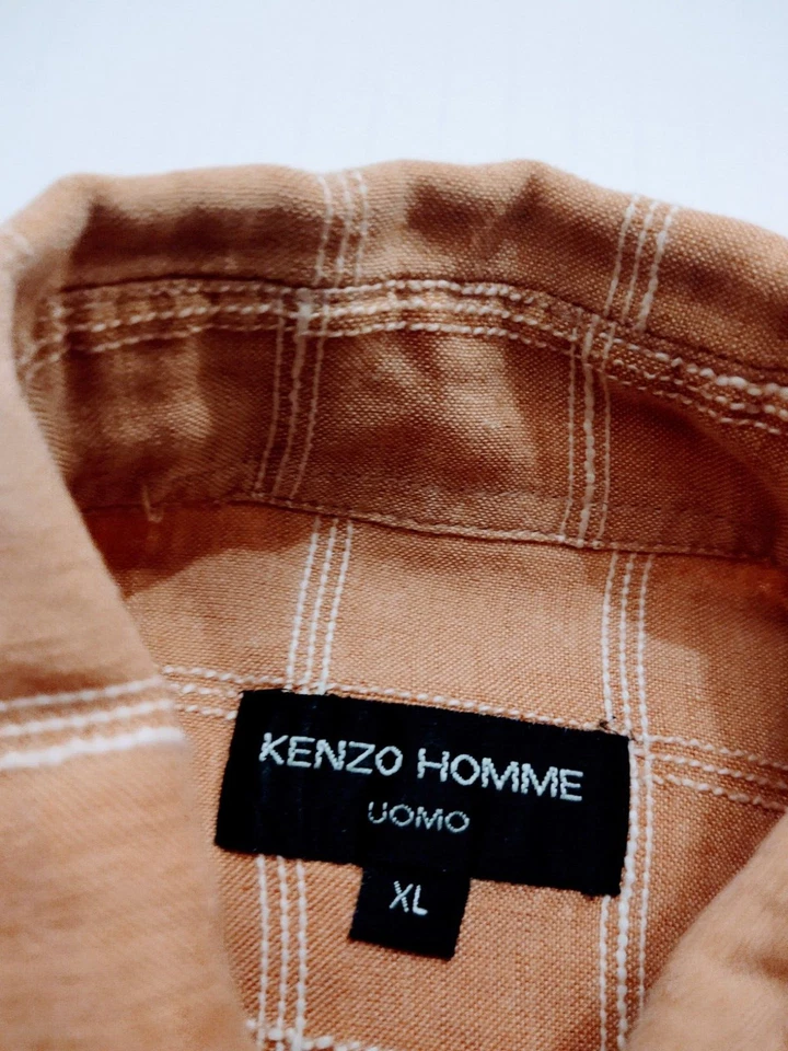 KENZO HOMME Uomo Men's Button Front 100% Cotton (XL) Brown S/S Shirt - Image 4 of 4