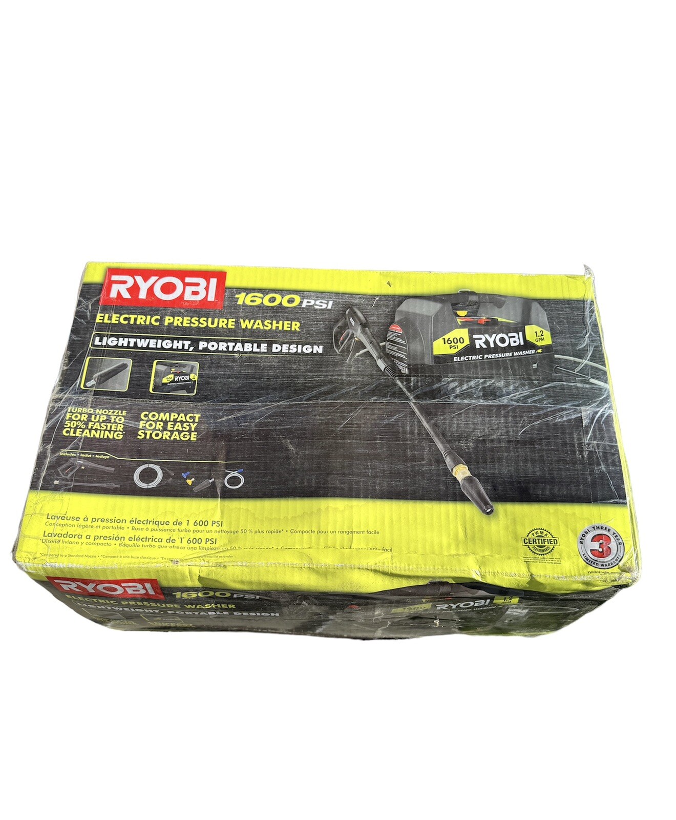RYOBI Corded 1600 PSI Electric Pressure Washer 1.2 GPM RY141612VNM Portable