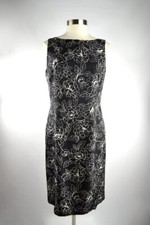 NWOT ANN TAYLOR BLACK WITH CREAM FLOWER PRINT SLEEVELESS BACK ZIPPER DRESS