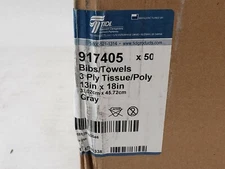 Lot Of 500 Tidi 917405 Gray 3-Ply Tissue Poly Towel & Bib 13" X 18"