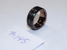Triton Tungsten Carbide Wedding Band Ring 8mm. Size 9-1/2 Black w/Rose Gold#R145