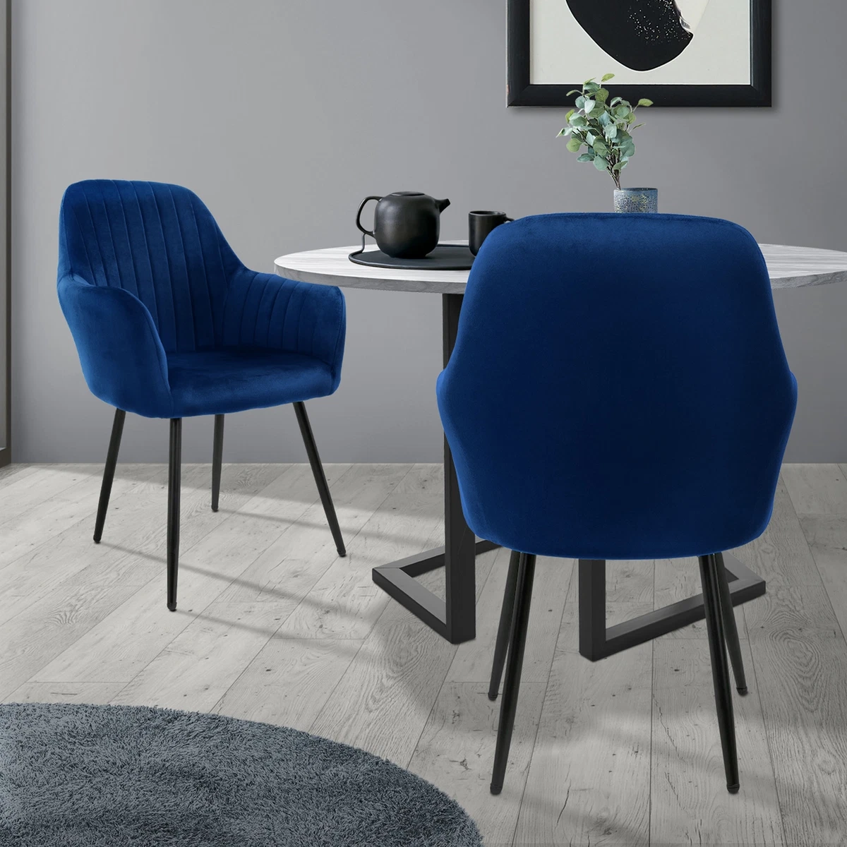 Chaise Pliante Design Velours Bleu – Paris Prix, Hauteur 79cm, Neuve